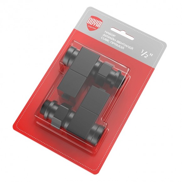 RTE 56.0006 Набор дизайн-вентилей CUBE, прямой (чёрный) 1/2"  