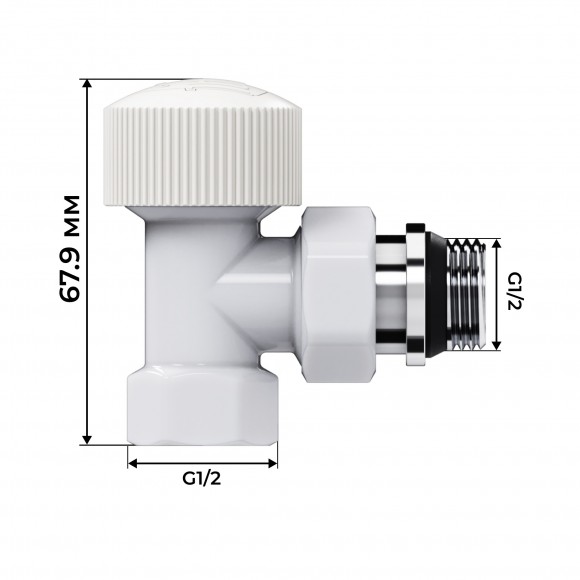 Набор термостатический угловой Royal Thermo Design 1/2"М30х1,5 (Белый)