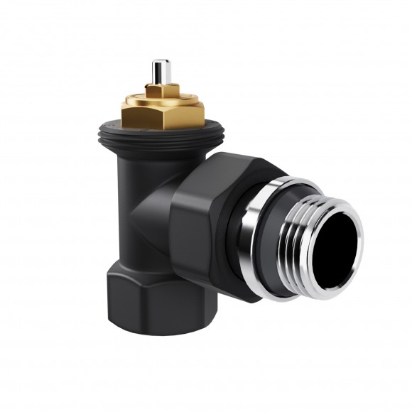 Набор термостатический угловой Royal Thermo Design 1/2"М30х1,5 (Черный)