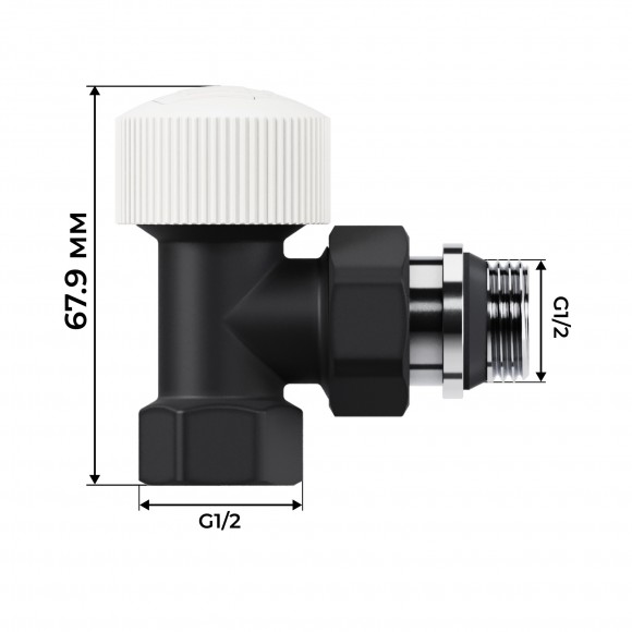 Набор термостатический угловой Royal Thermo Design 1/2"М30х1,5 (Черный)