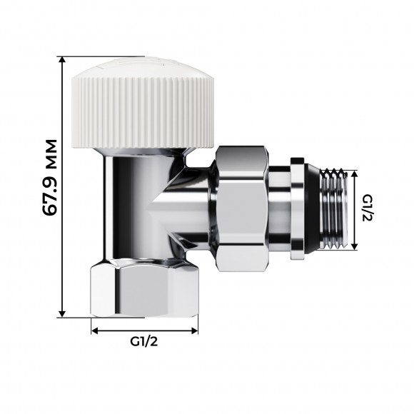 Набор термостатический угловой Royal Thermo Design 1/2"М30х1,5 (Хром)