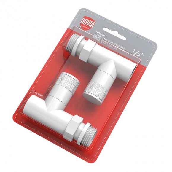 RTE 56.0010 Набор дизайн-вентилей PIANO, прямой (белый) 1/2"  