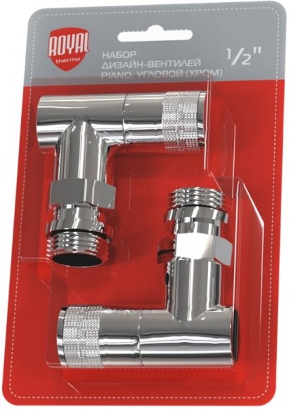 RTE 50.028 Набор дизайн-вентилей PIANO, угловой (хром) 1/2"
