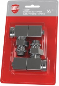 RTE 56.002 Набор дизайн-вентилей CUBE, угловой (хром) 1/2" RTE 56.002 Набор дизайн-вентилей CUBE, угловой (хром) 1/2"