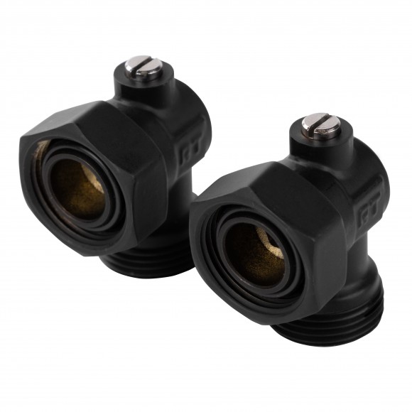 Набор нижнего подключения Royal Thermo угловой раздельный 3/4х3/4ЕК (черный) RANPU13434BL